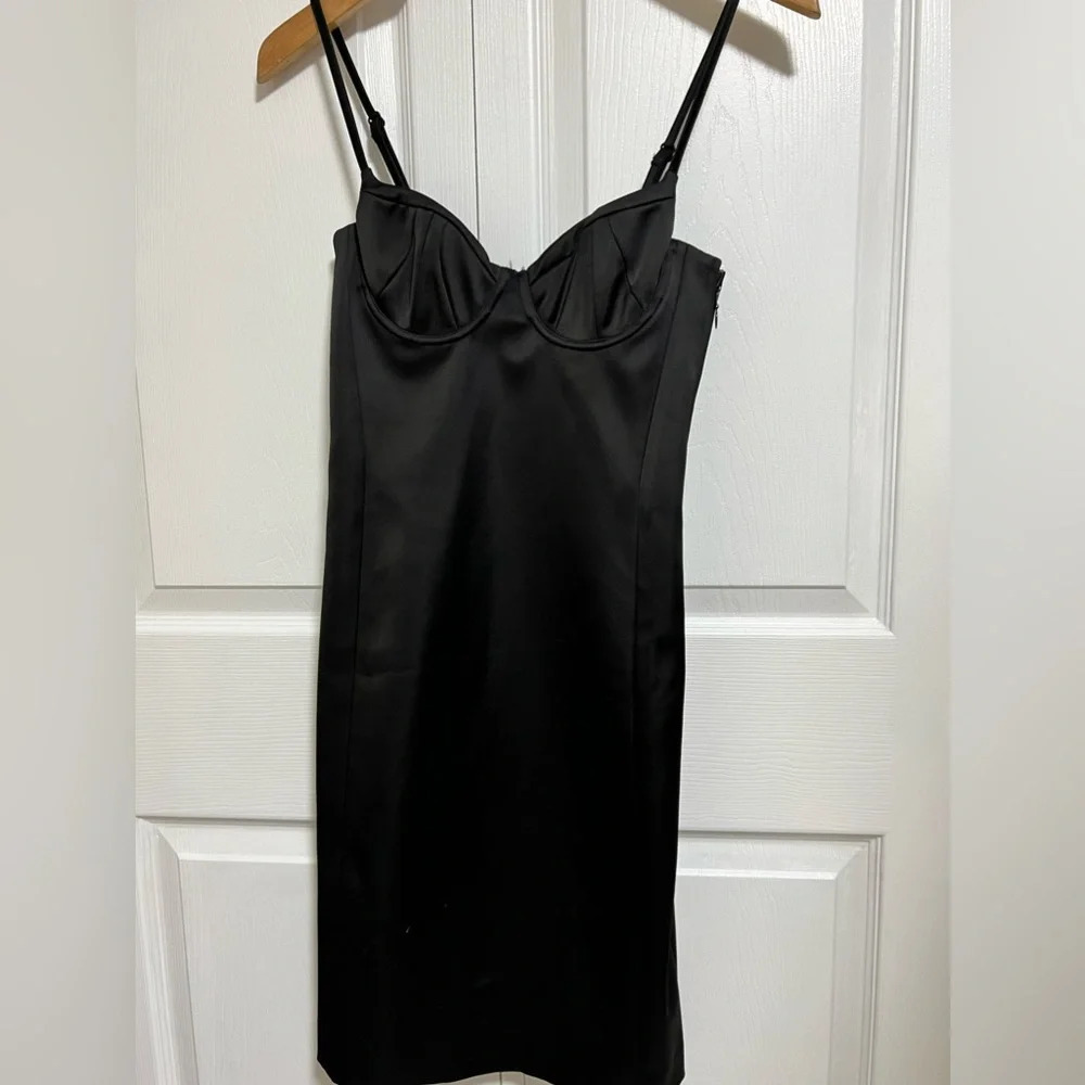 H&M Sleek Black Satin Midi Dress